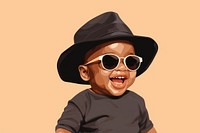 African american baby sunglasses portrait smiling. 