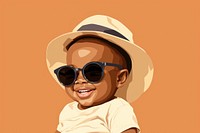 African american baby sunglasses portrait smiling. 