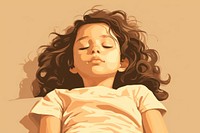 Kid girl sleeping portrait drawing. 