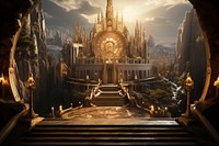 Throne room architecture building gold. AI generated Image by rawpixel.