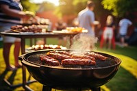 Barbecue grilling cooking meat. 