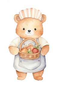 Bear chef basket cartoon bread. 