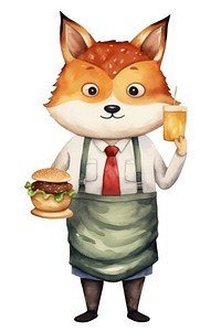 Fox waiter portrait holding cartoon. AI generated Image by rawpixel.