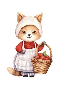 Fox chef basket cartoon cute. AI generated Image by rawpixel.
