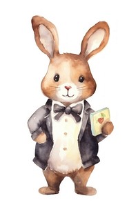 Rabbit waiter animal figurine cartoon. AI generated Image by rawpixel.
