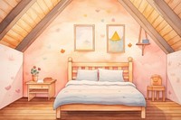 Wooden house bed room architecture furniture building. 