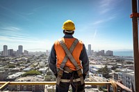 Construction worker building city architecture. 