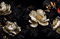 Black background pattern flower plant. 