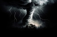 Powerful tornado thunderstorm lightning outdoors. AI generated Image by rawpixel.