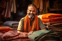 Indian happy Cloth merchant portrait adult smile. 