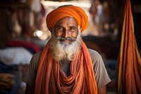 Indian happy Cloth merchant turban architecture tradition. 