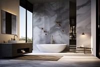 Modern glam style bathroom bathtub sink architecture. AI generated Image by rawpixel.