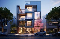 4 stories home office city architecture building. AI generated Image by rawpixel.