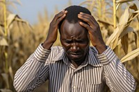 Worried farmer adult disappointment. AI generated Image by rawpixel.
