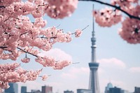 Architecture building blossom cherry. AI generated Image by rawpixel.
