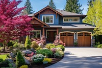 Craftsman style home garage architecture outdoors. AI generated Image by rawpixel.