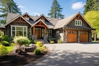 Craftsman style home garage architecture building. 