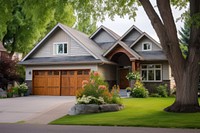 Garage tree architecture building. 