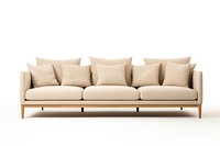 Beige couch furniture cushion pillow. 