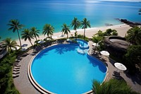 Seaside resort big swimming pool outdoors island nature. 