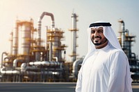 Muslim Arab entrepreneur refinery architecture oil refinery. AI generated Image by rawpixel.