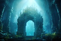 Atlantis backdrop undersea outdoors nature. AI generated Image by rawpixel.