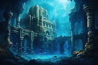 Atlantis backdrop underwater undersea outdoors. AI generated Image by rawpixel.
