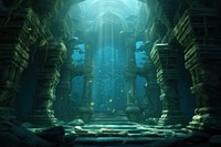 Atlantis backdrop underwater nature fish. AI generated Image by rawpixel.