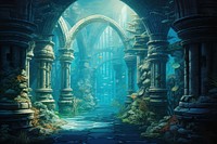 Atlantis backdrop outdoors fish spirituality. AI generated Image by rawpixel.