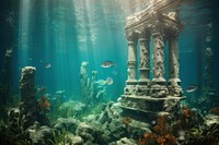 Atlantis backdrop fish underwater outdoors. AI generated Image by rawpixel.