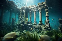 Atlantis backdrop fish underwater outdoors. 