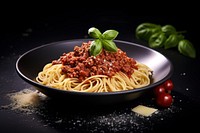 Gourmet italian bolognese pasta spaghetti gourmet plate. 