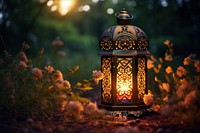 Glowing lantern illuminates glowing nature spirituality. AI generated Image by rawpixel.