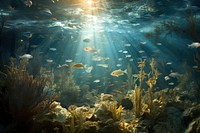 Underwater ecosystem sunlight outdoors. AI generated Image by rawpixel.