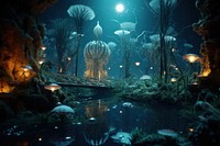 Underwater outdoors nature night. AI generated Image by rawpixel.