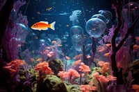 Fish aquarium outdoors swimming. AI generated Image by rawpixel.