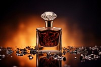 Perfume dark glass bottle cosmetics jewelry accessories.