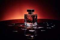 Perfume dark glass bottle cosmetics refreshment reflection. 