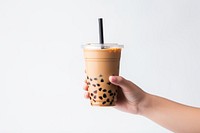 Bubble tea drink cup white background. 