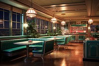 Retro restaurant architecture furniture. 