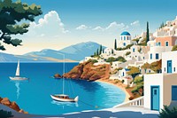 Travel poster illustration outdoors vacation vehicle. 