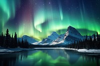 Northern Lights landscape panoramic outdoors. 