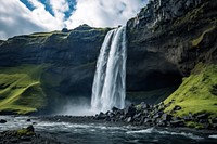 Waterfall landscape outdoors nature. AI generated Image by rawpixel.