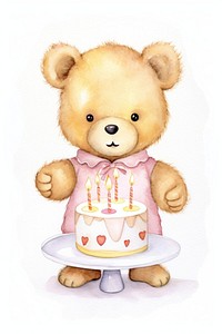 Cute bear cake birthday dessert. AI generated Image by rawpixel.