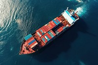 Container cargo ship in sea vehicle boat transportation.