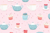 Cute pattern wallpaper  teapot cup. 