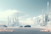 Chrome empty city car landscape outdoors. AI generated Image by rawpixel.