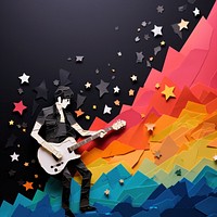 Musician playing guitar, paper craft. AI generated Image by rawpixel.