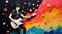 Musician playing guitar, paper craft. 