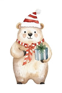 Animal christmas snowman cartoon white background. 